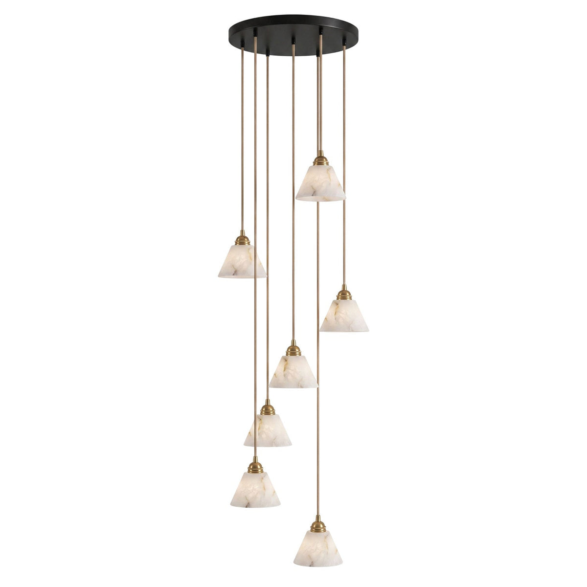Conical pendant light for the hallway with a brass detail