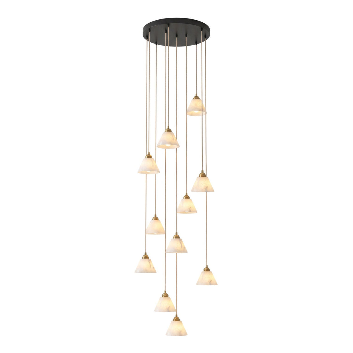 Conical pendant light for the hallway with a brass detail