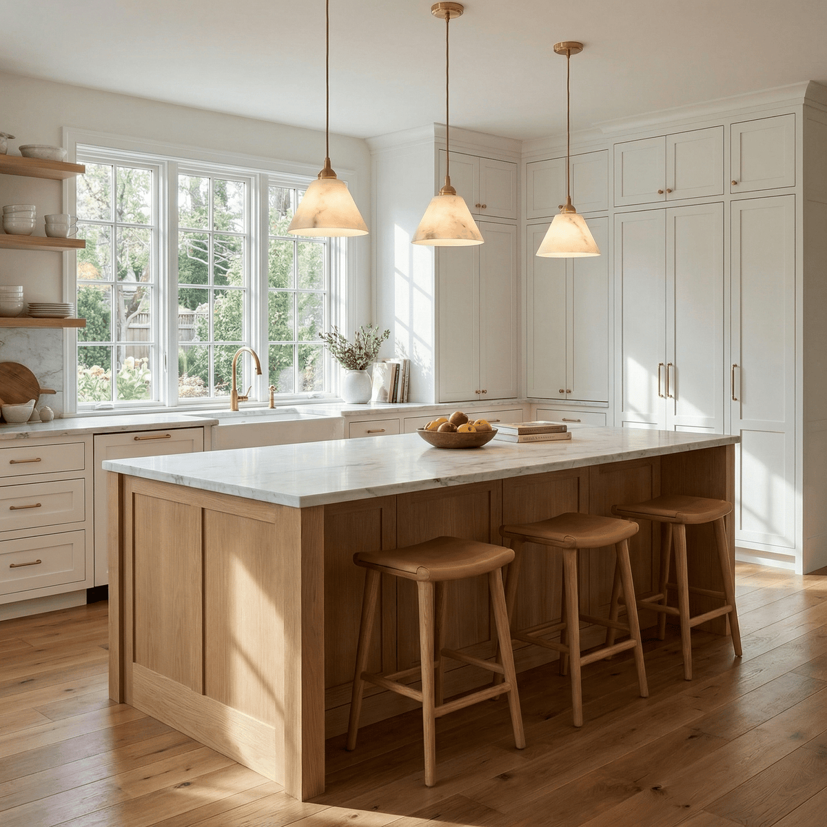 Conical pendant light for the hallway with a brass detail