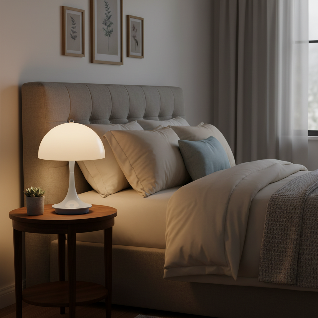 Wireless mushroom-shaped LED table lamp