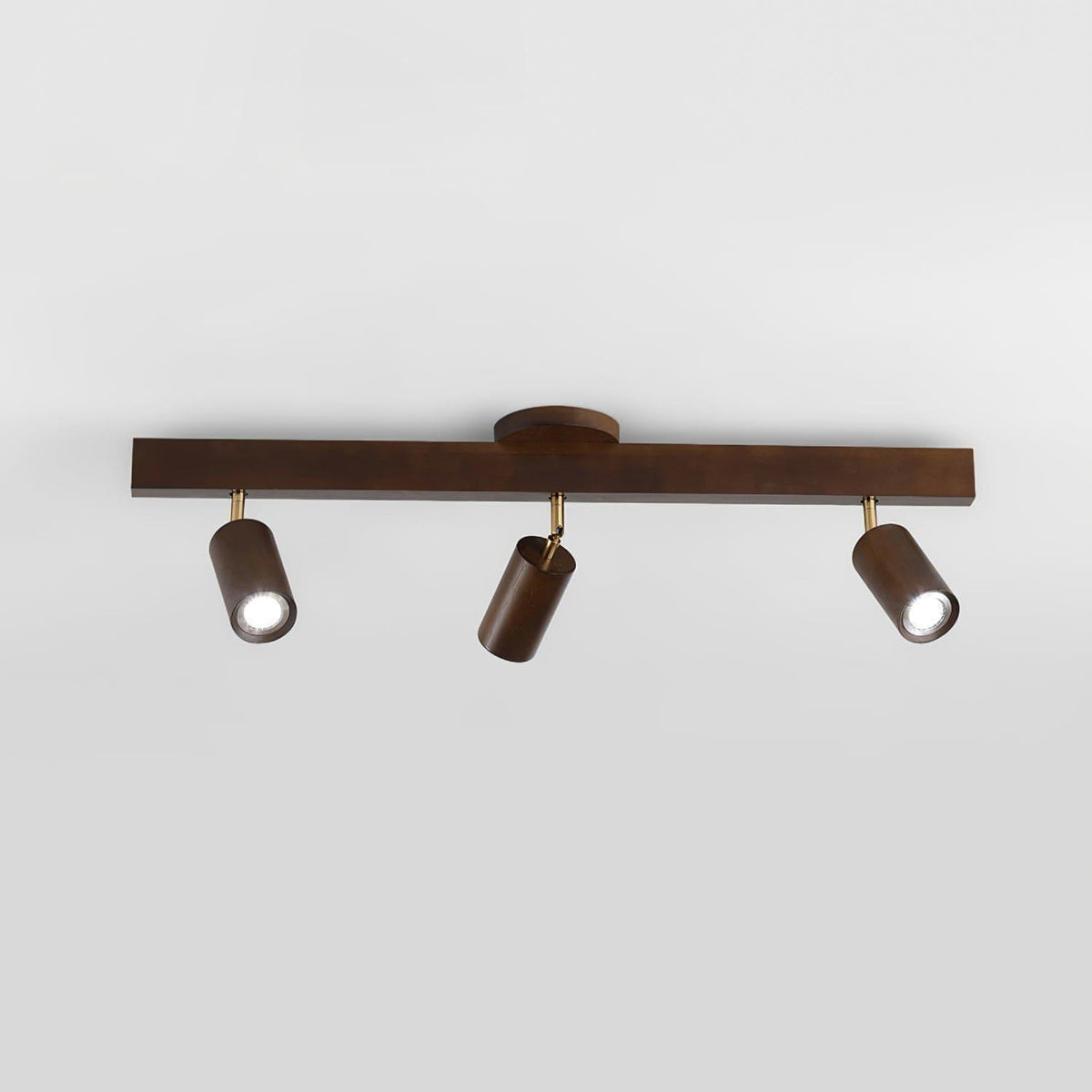 Modern wooden LED track light with adjustable spotlights