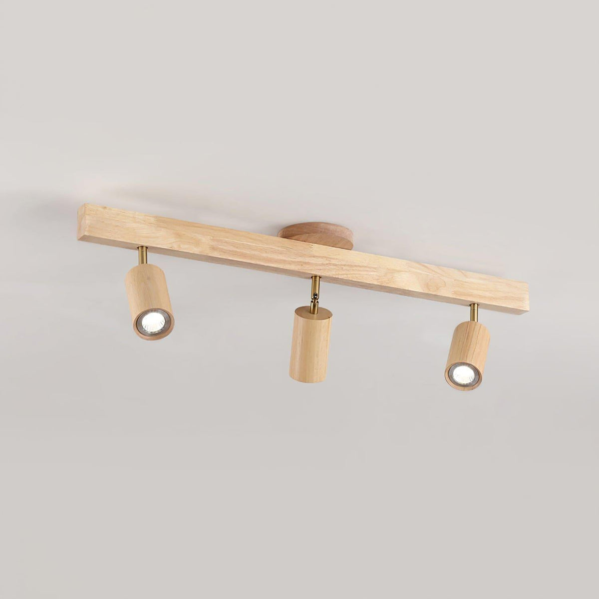Modern wooden LED track light with adjustable spotlights