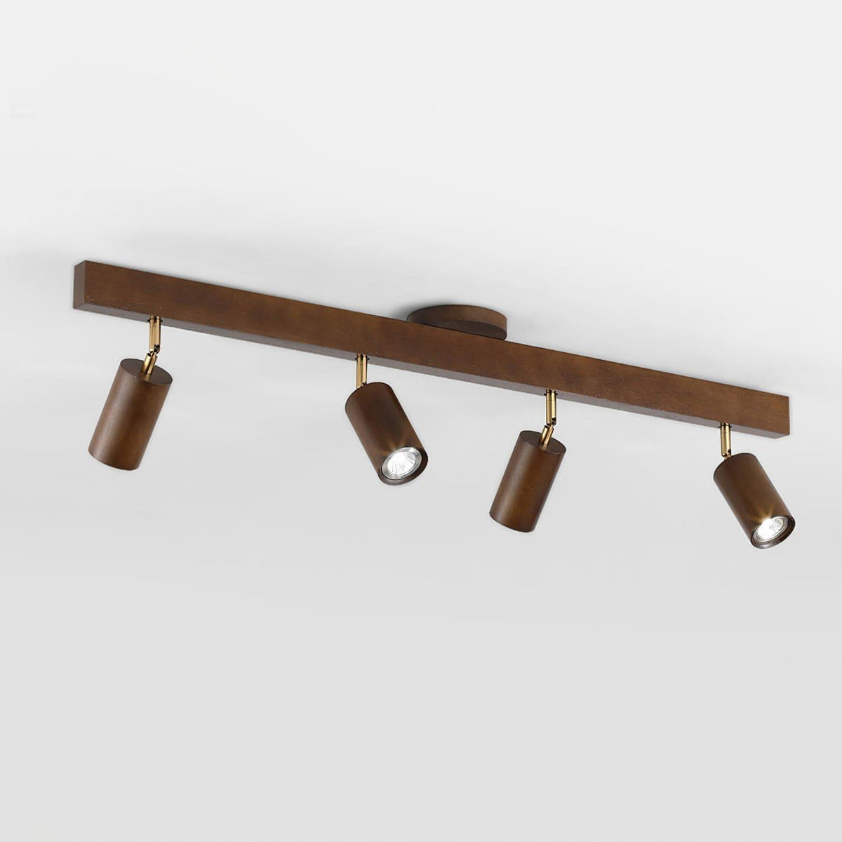 Modern wooden LED track light with adjustable spotlights
