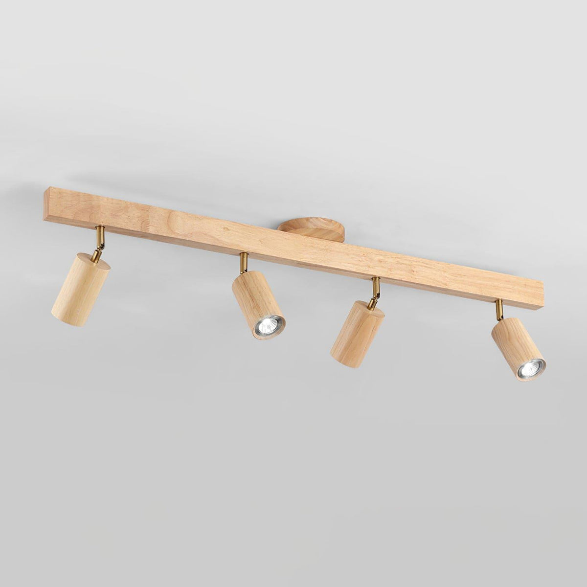 Modern wooden LED track light with adjustable spotlights