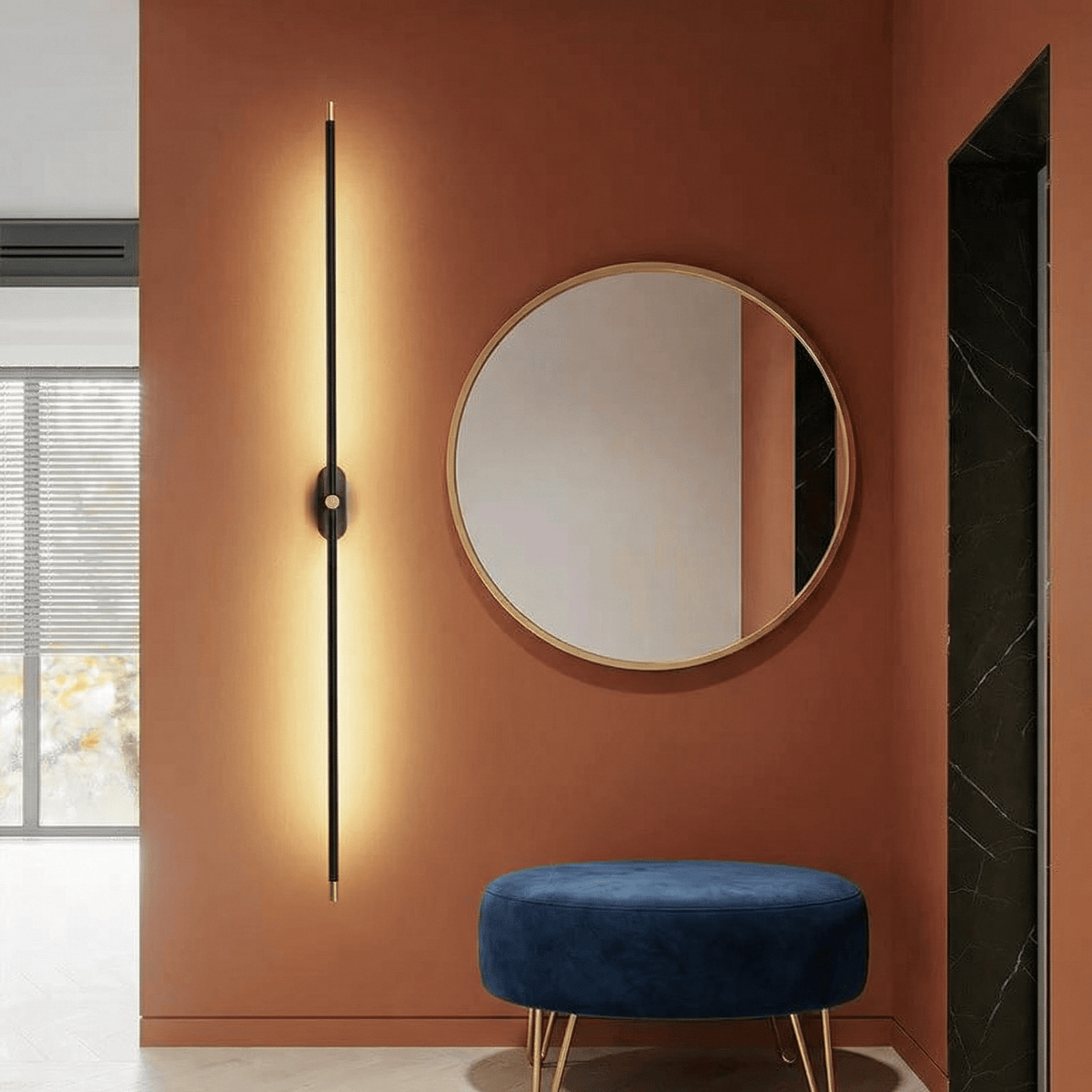 Modern minimalist metal LED bathroom wall sconce