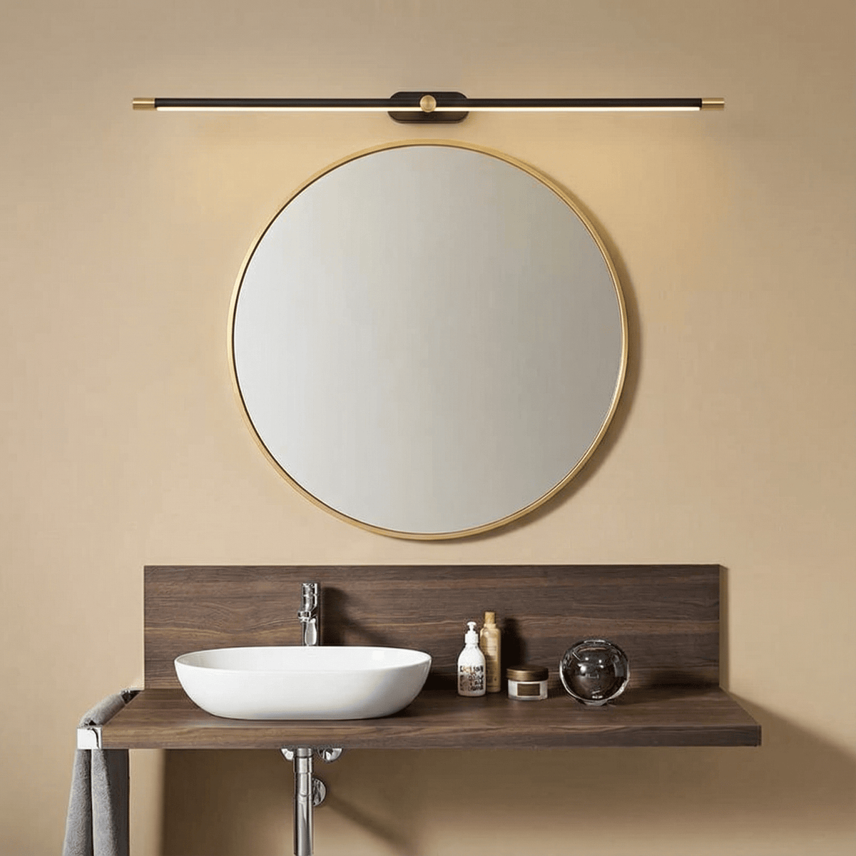 Modern minimalist metal LED bathroom wall sconce