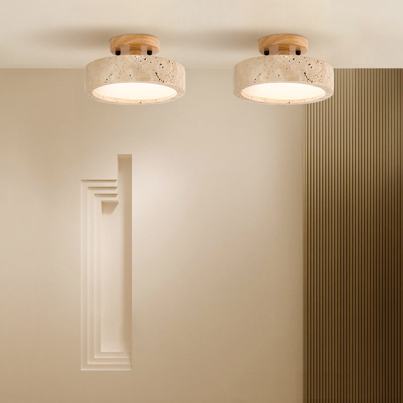 Plafondlamp met dikke ronde lijst en centrale diffuser
