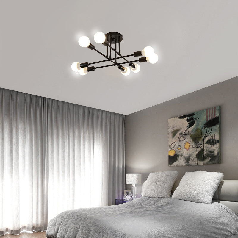 Bauhaus ceiling light with globe bulbs and branched arms