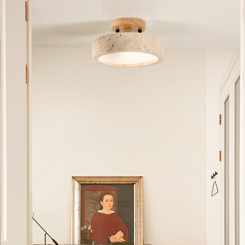 Plafondlamp met dikke ronde lijst en centrale diffuser