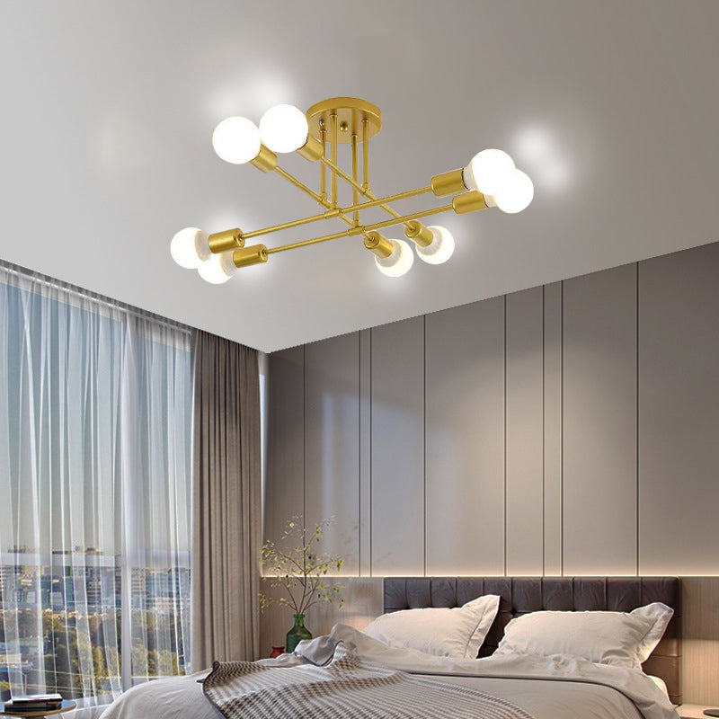 Bauhaus ceiling light with globe bulbs and branched arms