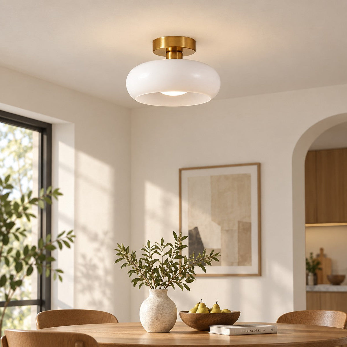 Plafonnier rond en verre inspiré du style Bauhaus