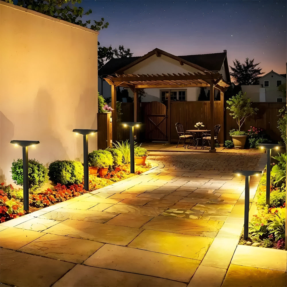 Set of 4 solar LED garden lamps shaped like the letter T