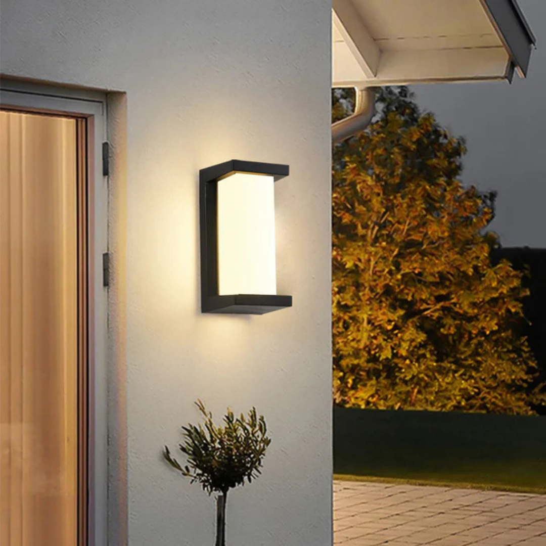 Buiten-LED-wandlamp in rechthoekige vorm