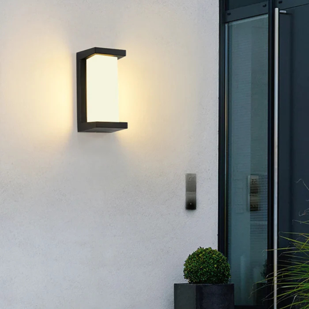 Buiten-LED-wandlamp in rechthoekige vorm
