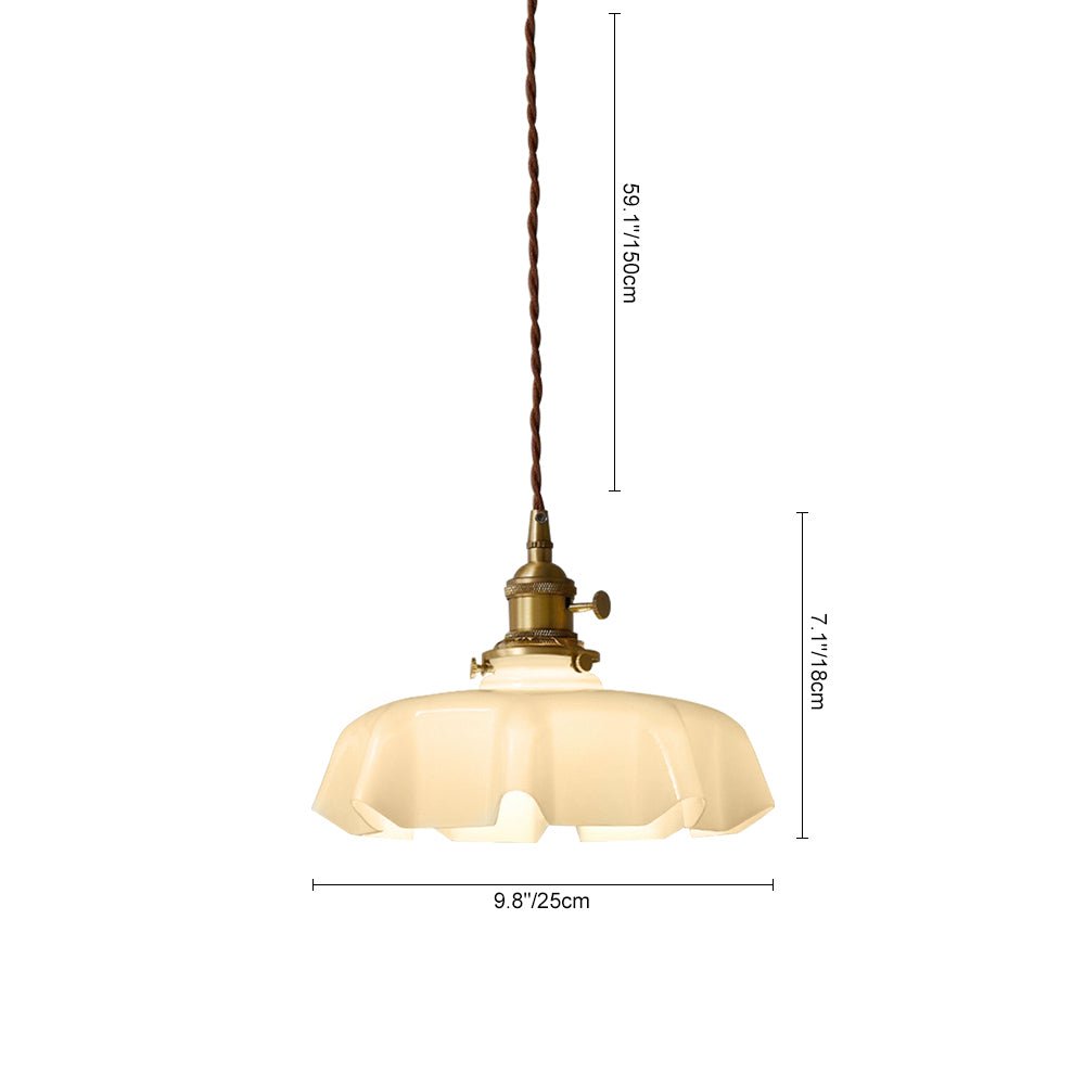 Ozdobna Lampa Sufitowa Wisząca Kwiat Szkło Faliste