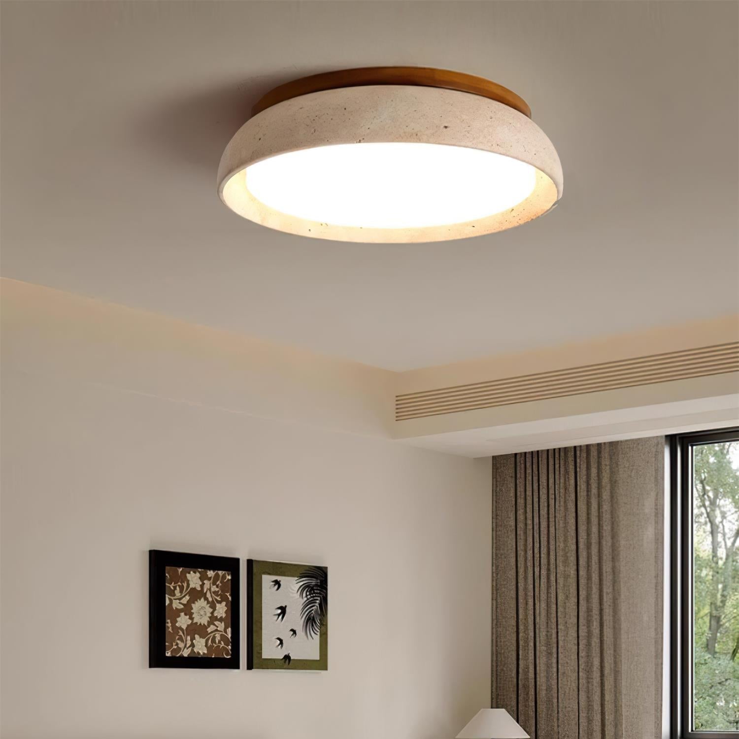 Lampa sufitowa z naturalnego trawertynu