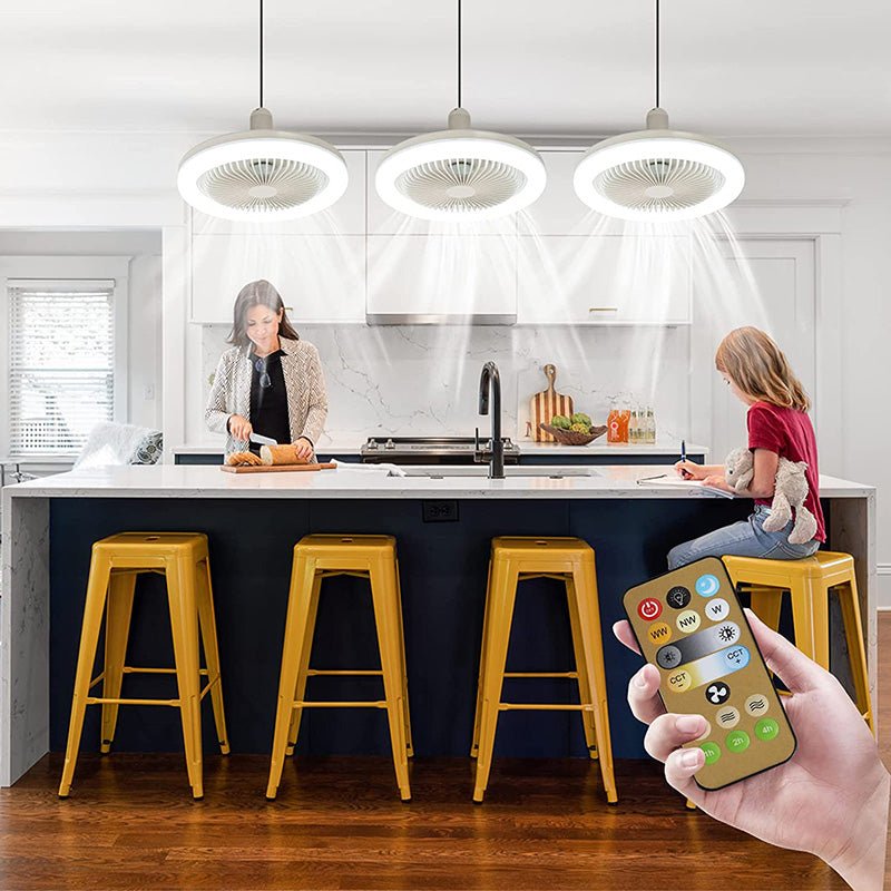 Wentylator sufitowy LED z pilotem – łatwy montaż na gwint E27