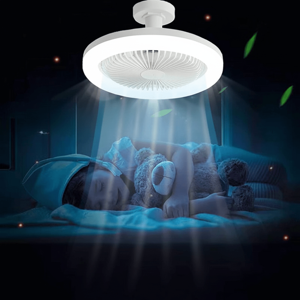 Wentylator sufitowy LED z pilotem – łatwy montaż na gwint E27