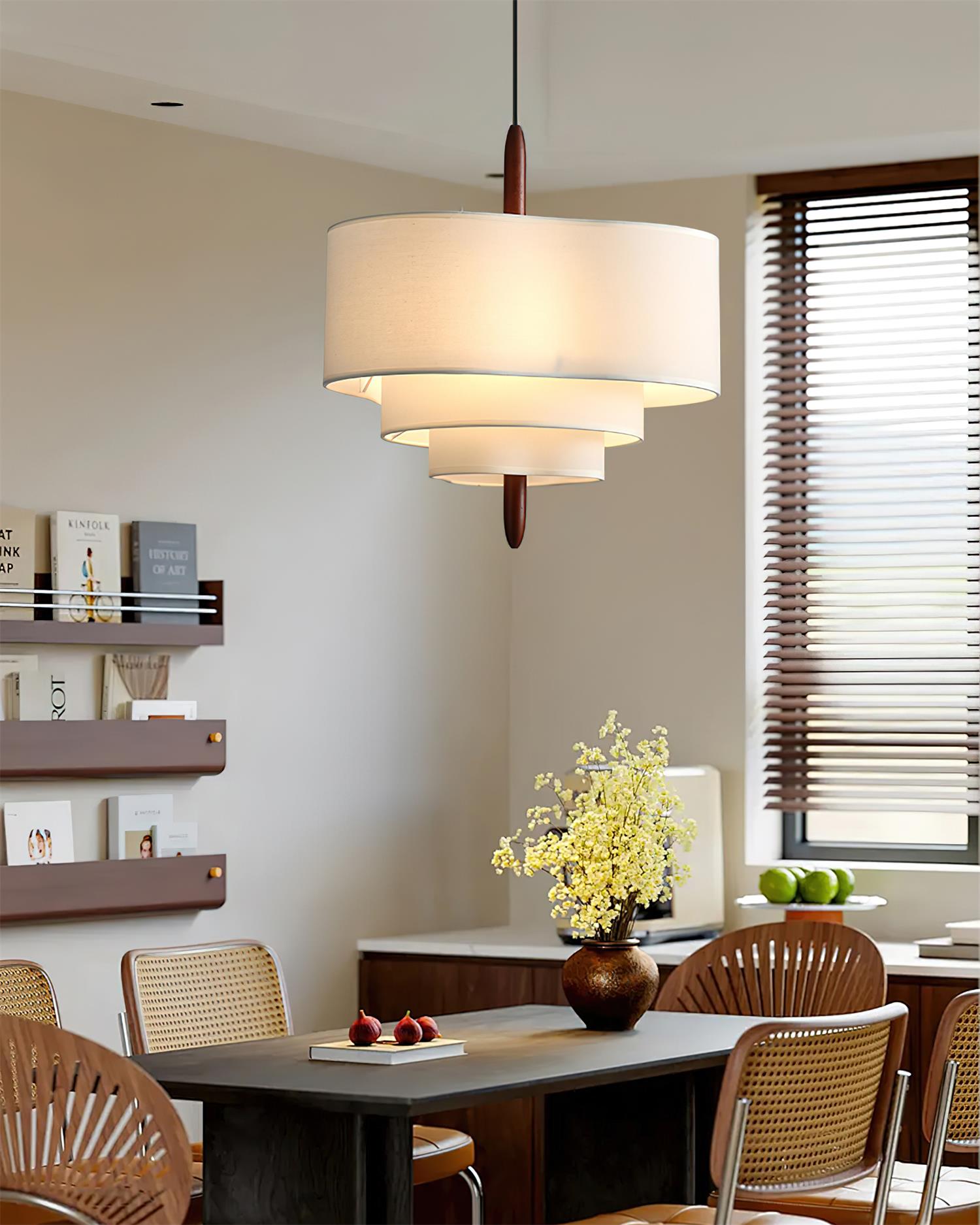 Gelaagde ronde stoffen hanglamp