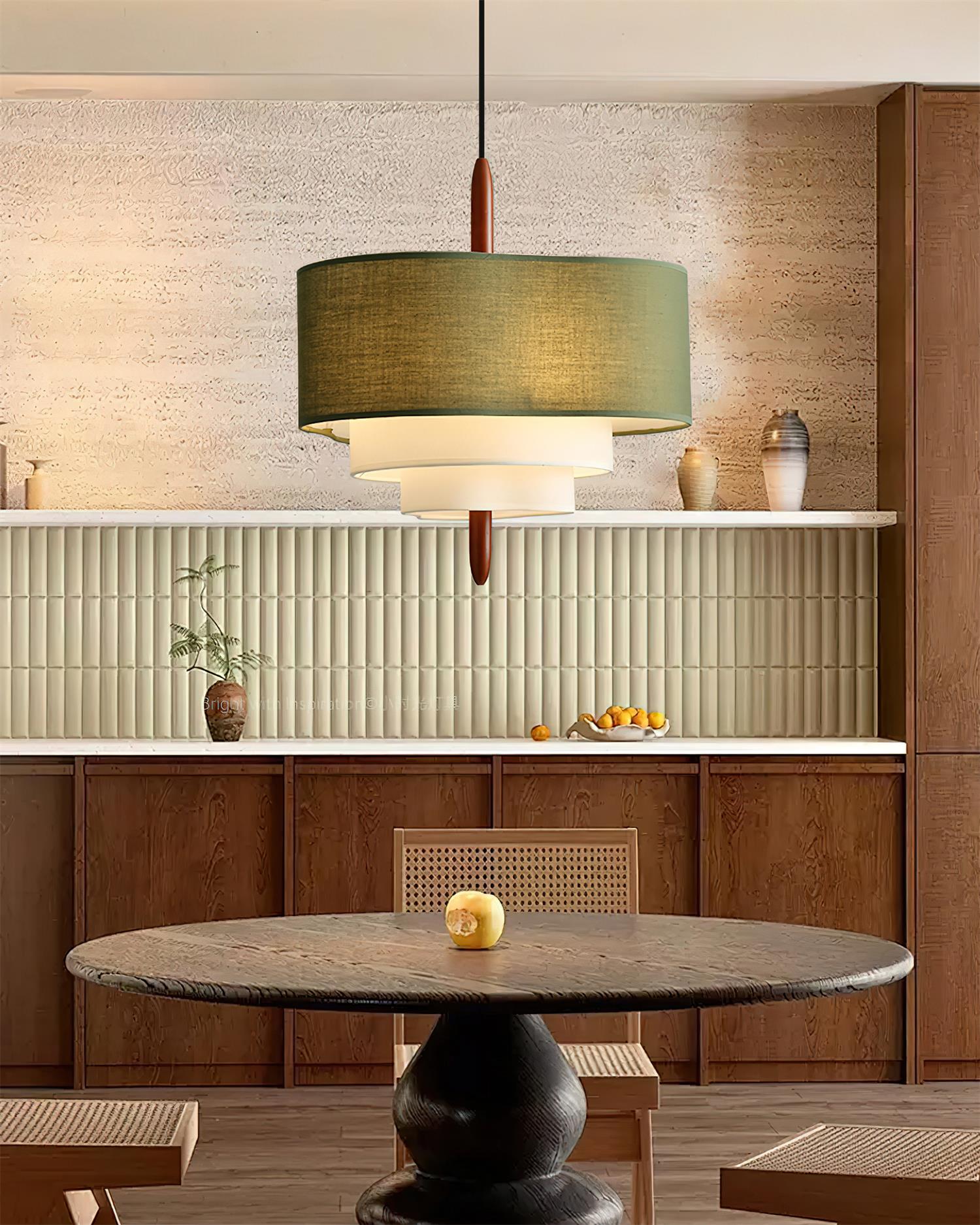 Gelaagde ronde stoffen hanglamp