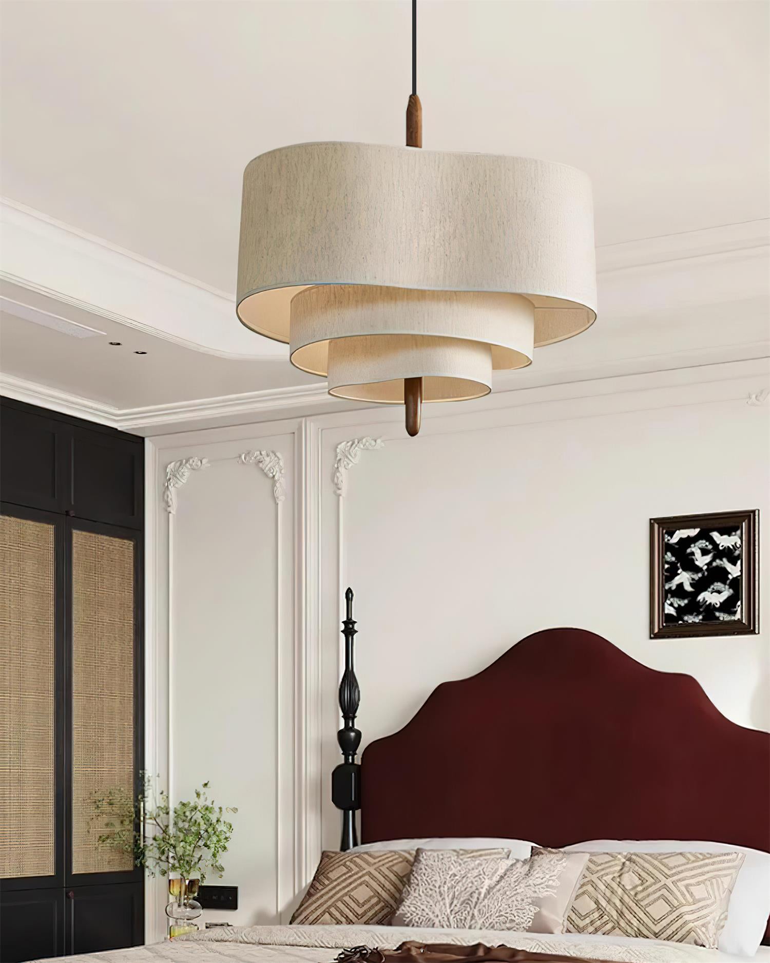 Lampa wisząca z tkaniny warstwowa okrągła