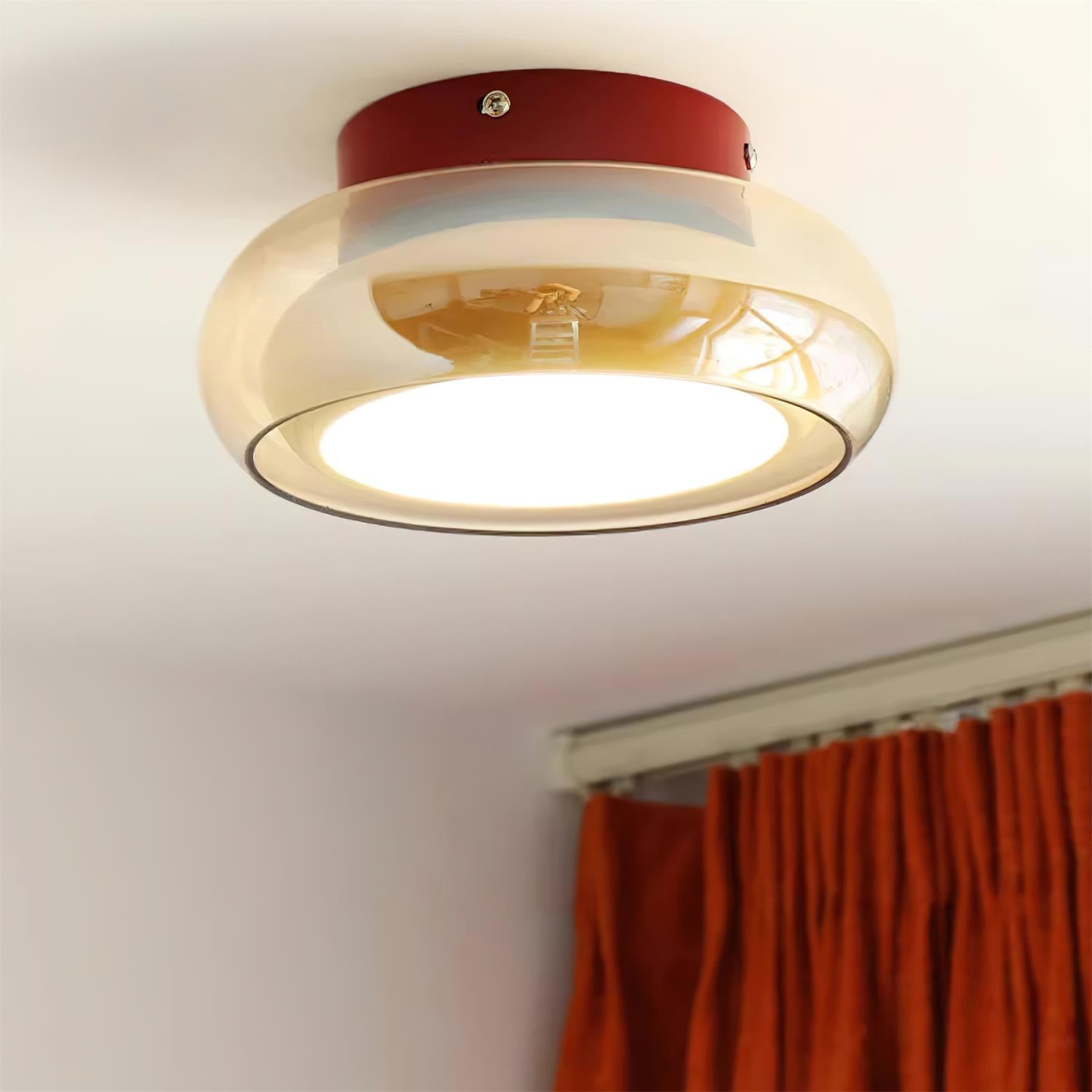 Szklana lampa sufitowa retro do montażu natynkowego