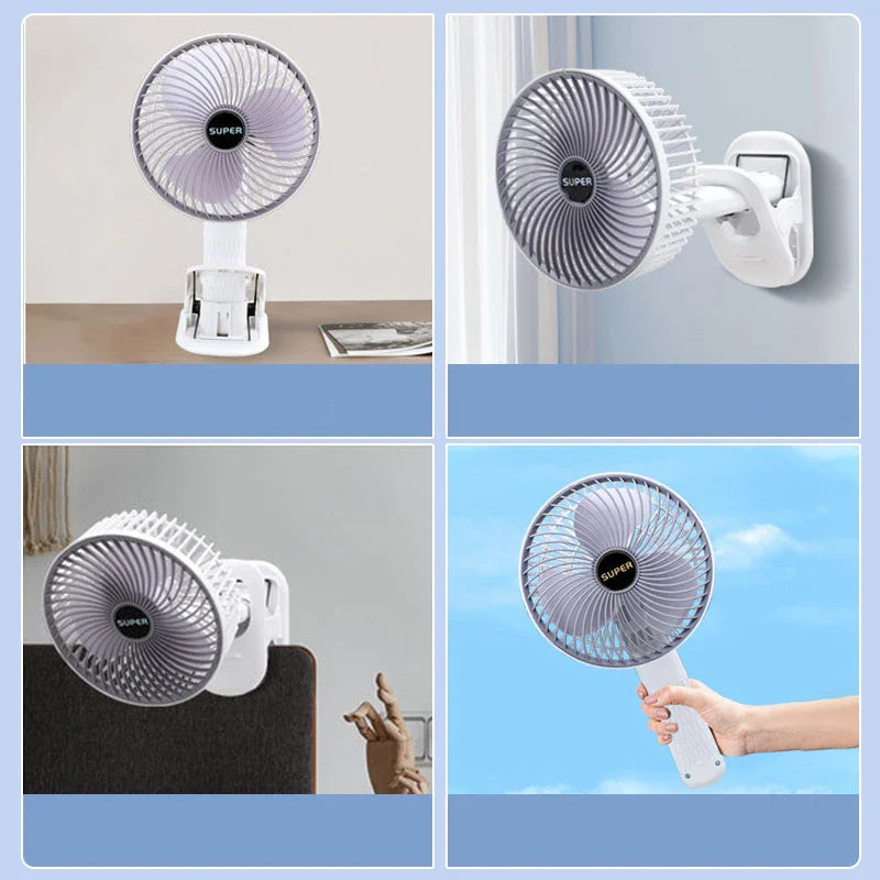 Portable fan with detachable base and wall mount