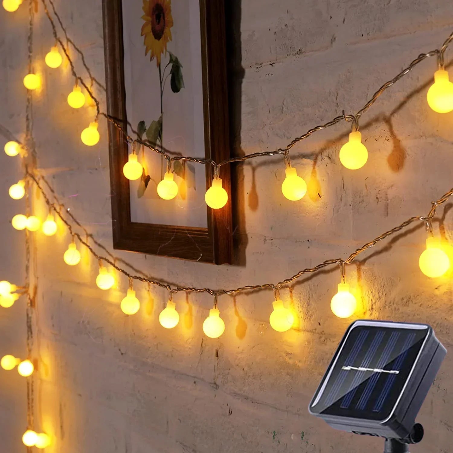 Solarna girlanda LED z kolorowymi kulkami