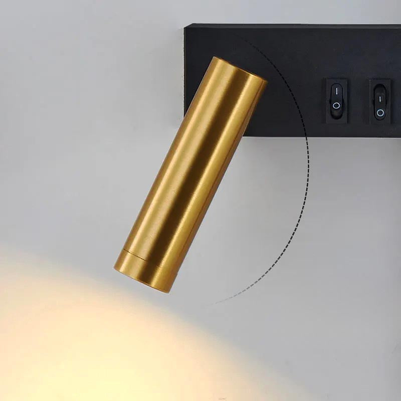 Lampa ścienna z pionową listwą i regulowanym reflektorem
