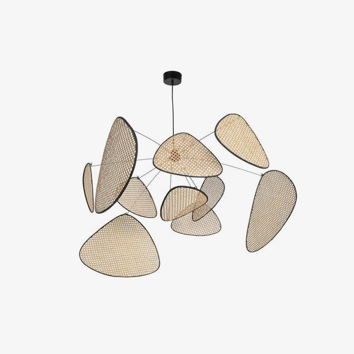 Retro bamboo lampshade for a chandelier with woven fabric