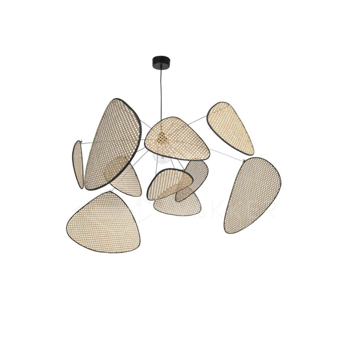 Retro bamboo lampshade for a chandelier with woven fabric