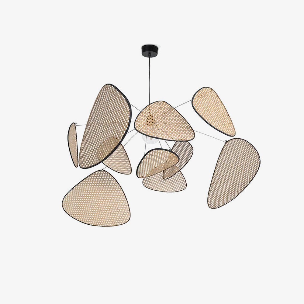 Retro bamboo lampshade for a chandelier with woven fabric