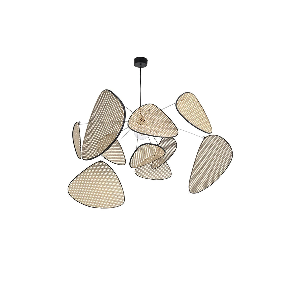 Retro bamboo lampshade for a chandelier with woven fabric