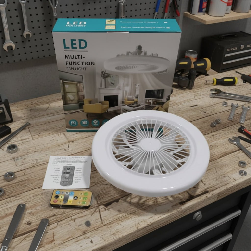 Wentylator sufitowy LED z pilotem – łatwy montaż na gwint E27
