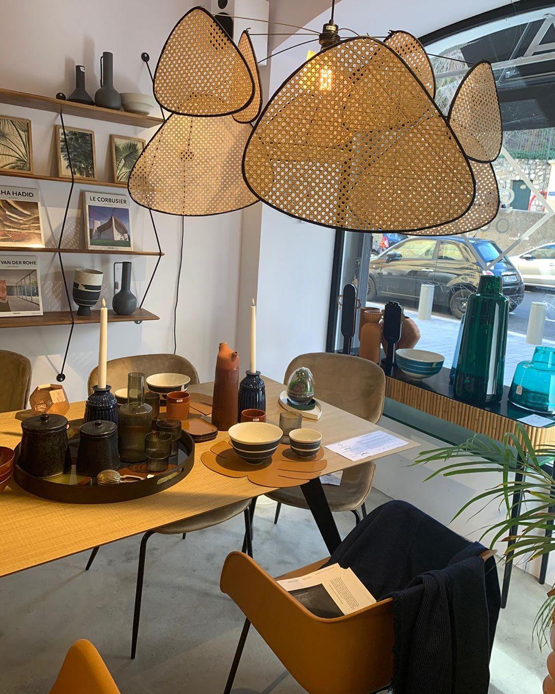 Retro bamboo lampshade for a chandelier with woven fabric