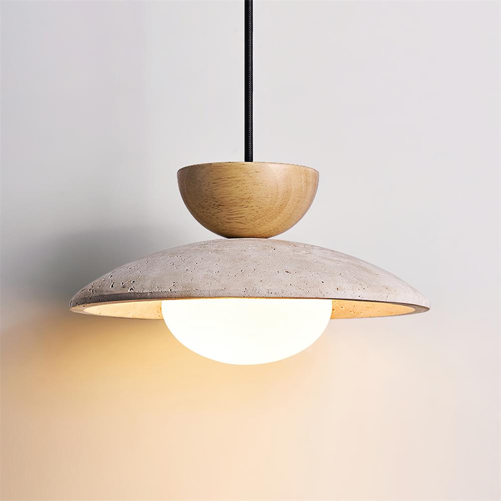 Hanglamp van travertijn met kap