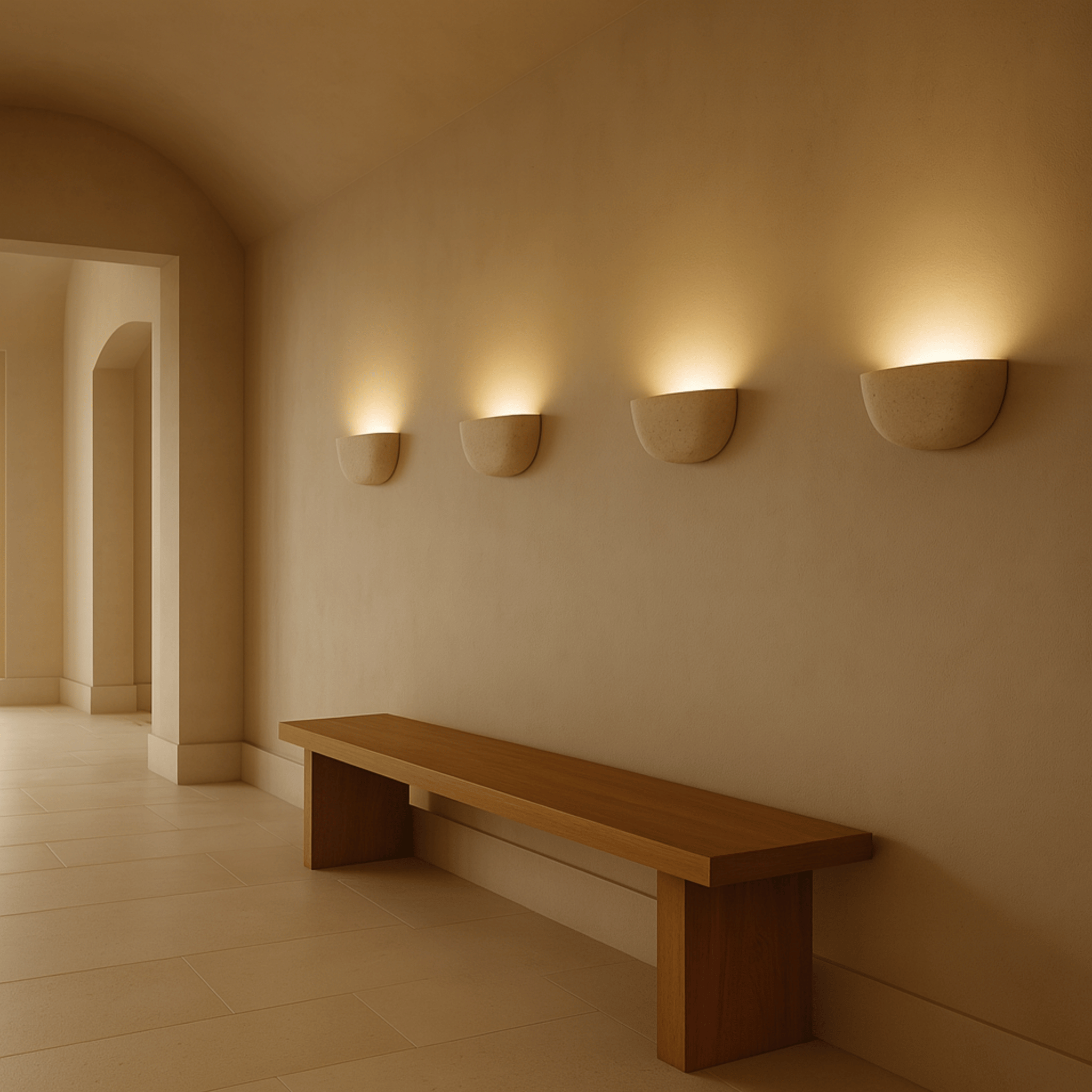 Wandlamp met halfronde getextureerde behuizing