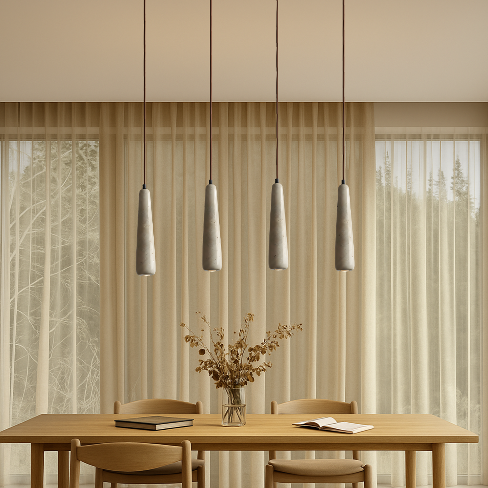 Minimalistyczna cylindryczna lampa wisząca w kształcie ołówka