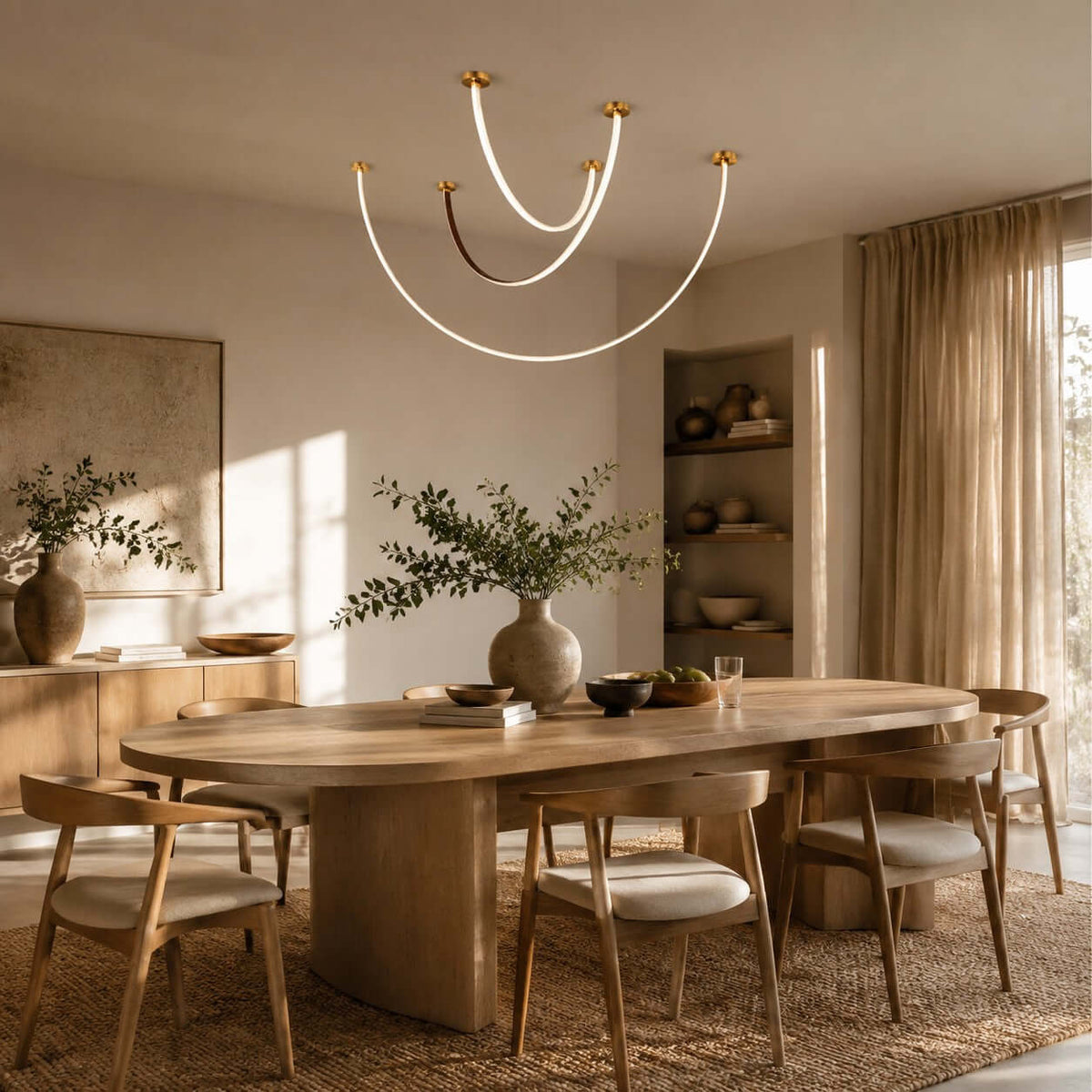 Modern LED ceiling light for hallways with curved arms