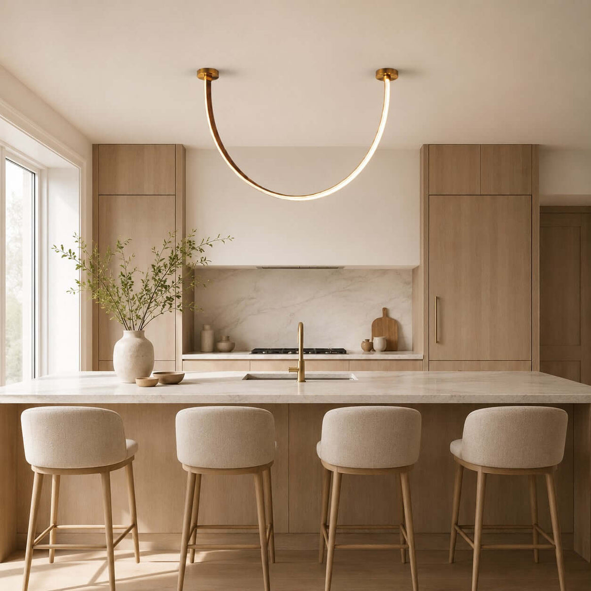 Modern LED ceiling light for hallways with curved arms