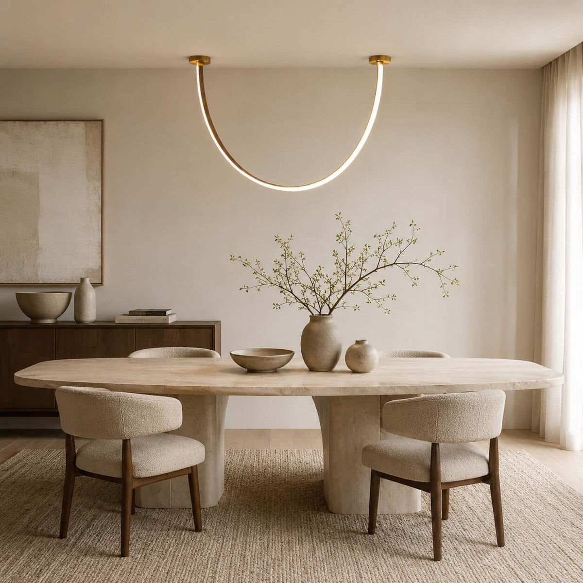 Modern LED ceiling light for hallways with curved arms