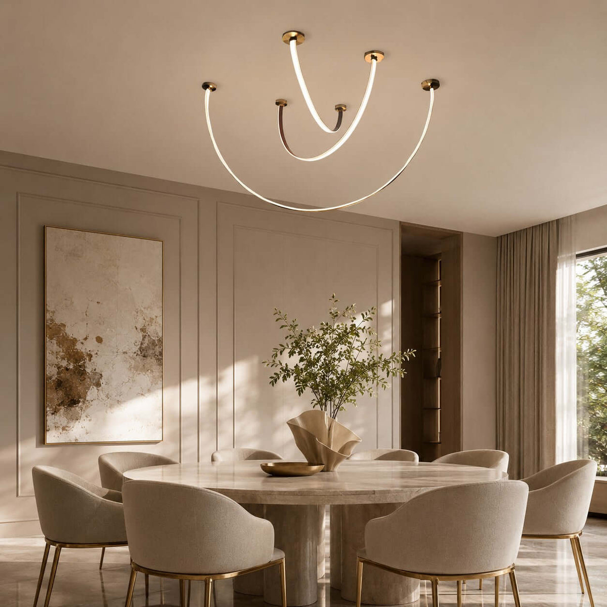 Modern LED ceiling light for hallways with curved arms
