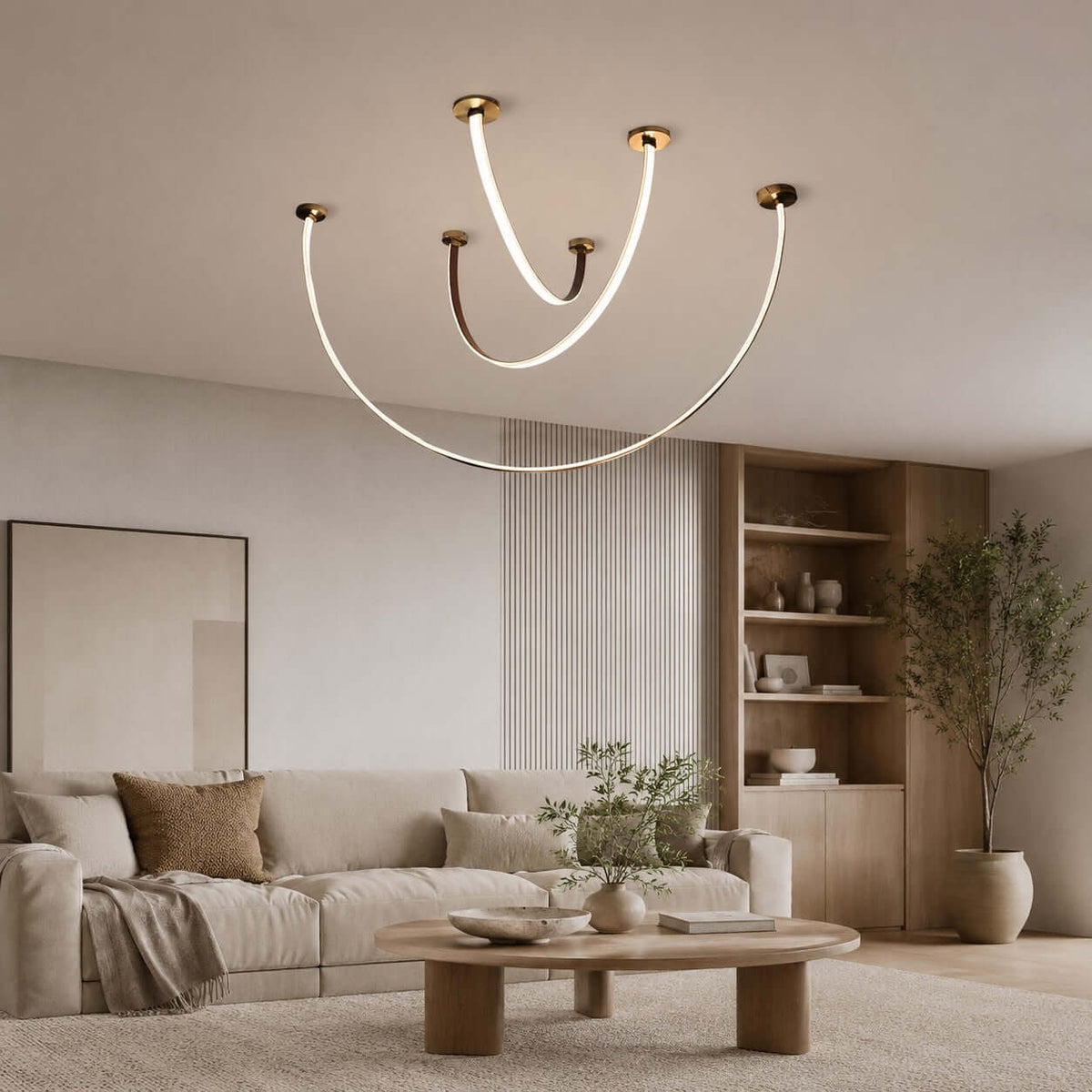 Modern LED ceiling light for hallways with curved arms