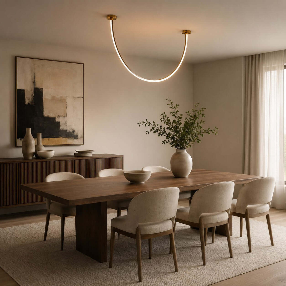 Modern LED ceiling light for hallways with curved arms