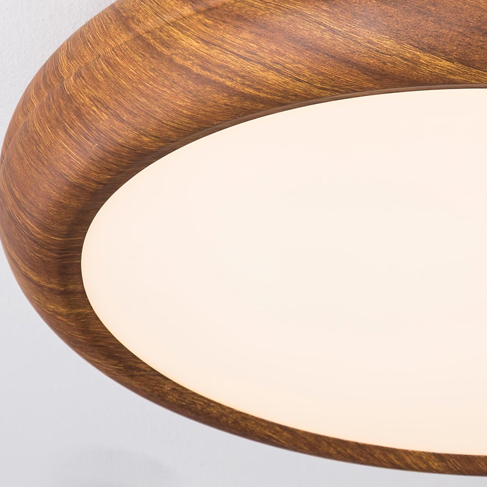 Lampa sufitowa okrągła z efektem słojów drewna