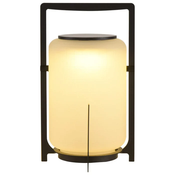 Freestanding solar outdoor lamp with enclosed light