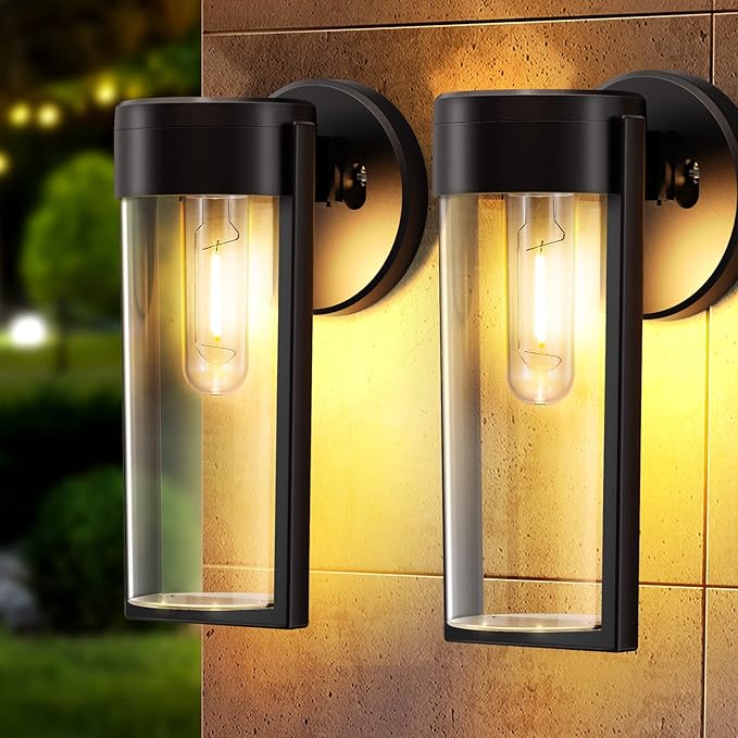 Zewnętrzna solarna lampa ścienna z widocznym światłem LED