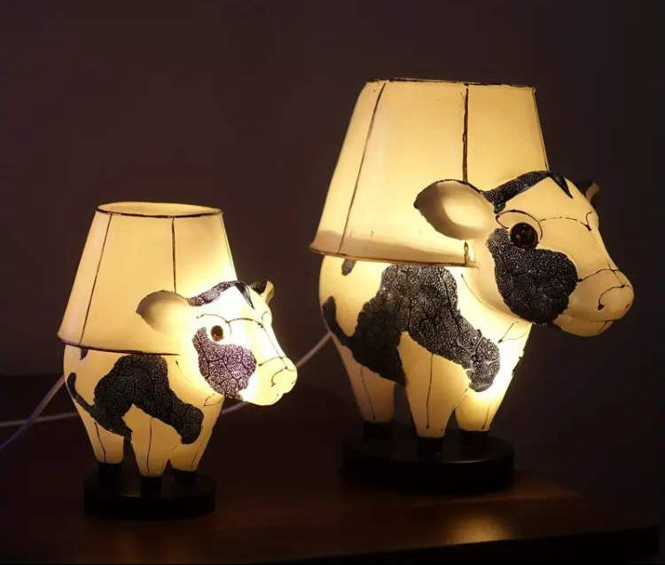 LED-tafellamp met koeienmotief, oplaadbaar via USB