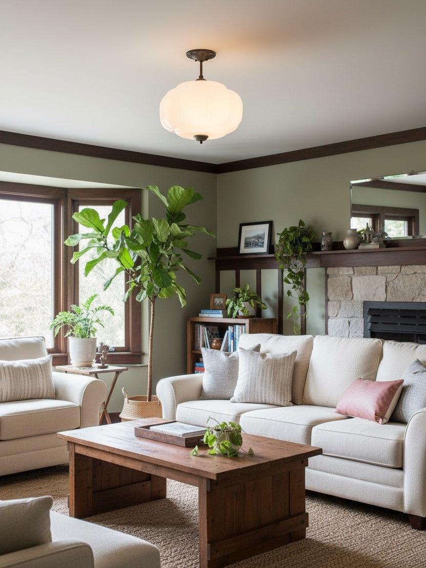 Klasyczna lampa wisząca w kształcie dyni szklana półpłaska