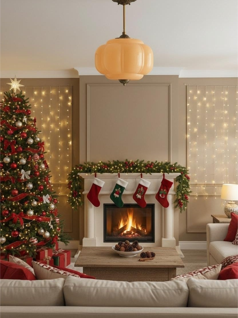 Klasyczna lampa wisząca w kształcie dyni szklana półpłaska